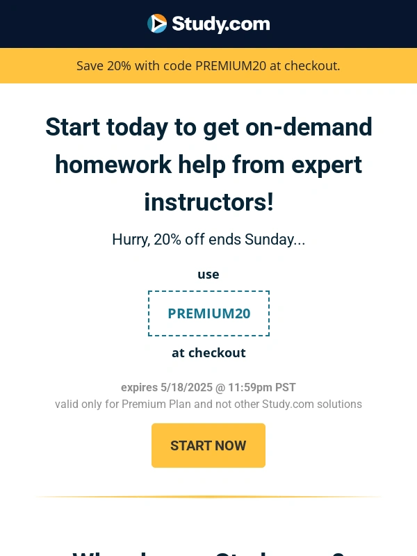 Study.com - Last chance to save 20% ⚡