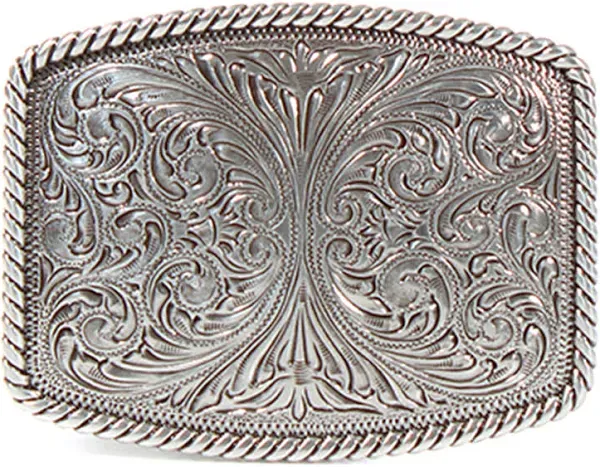 Nocona Men's Twisted Floral Engraved Rectangle Belt Buckle