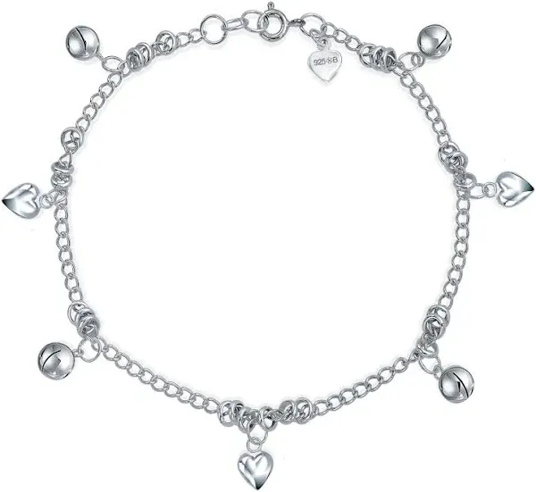 Bling Jewelry 925 Sterling Silver Adjustable Heart Jingle Bell Charms