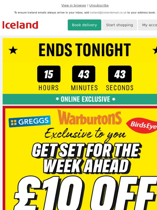 Iceland - Last chance to save £10 on your first shop!