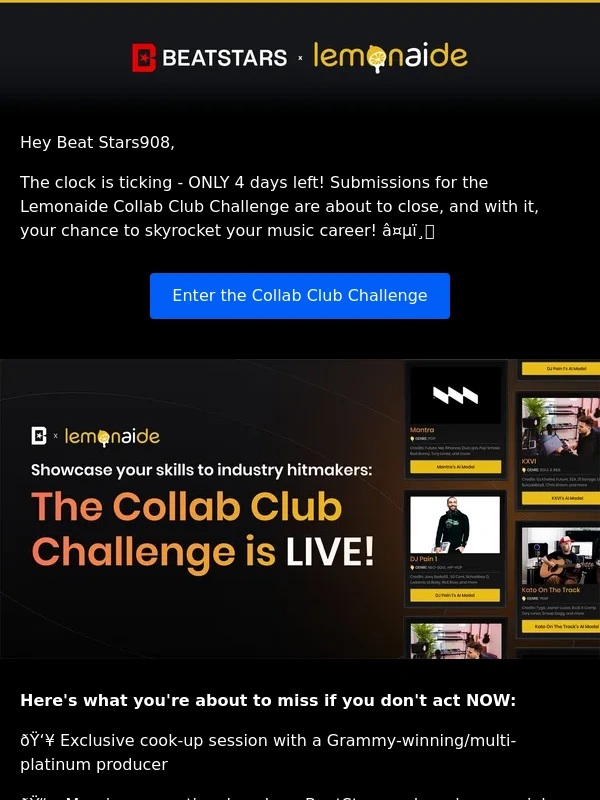 BeatStars - Only 4 days left to enter the Collab Club Challenge!