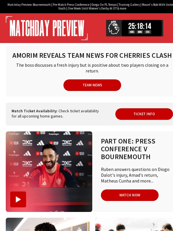 Manutd - Amorim reveals team news for Cherries clash
