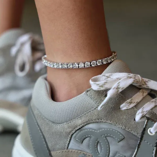 The GLD Shop Diamond Tennis Anklet 5mm Size 8"-10