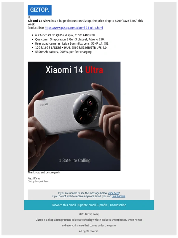 Giztop - Xiaomi 14 Ultra Has A Huge Discount Of $200