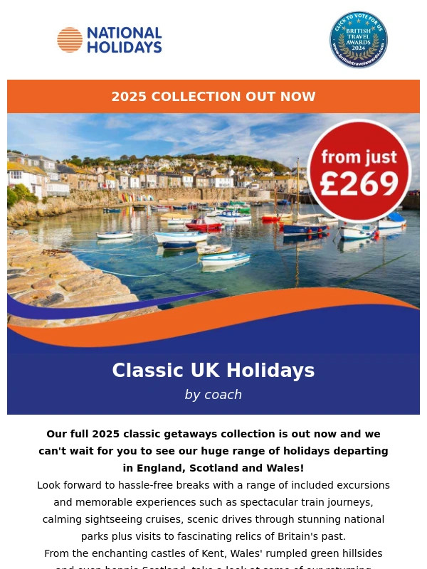 National Holidays - Explore Britain & Ireland in 2025 from just £269pp