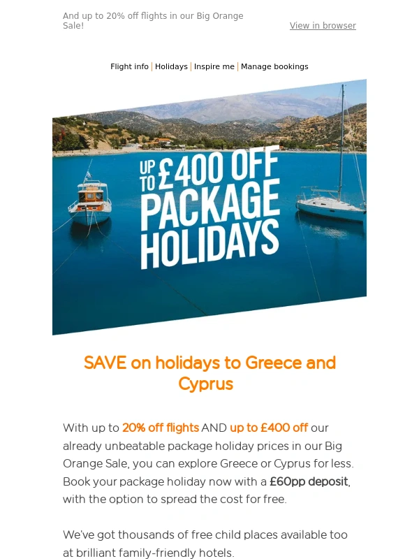 easyJet - SAVE up to £400 on holidays to Greece & Cyprus ?