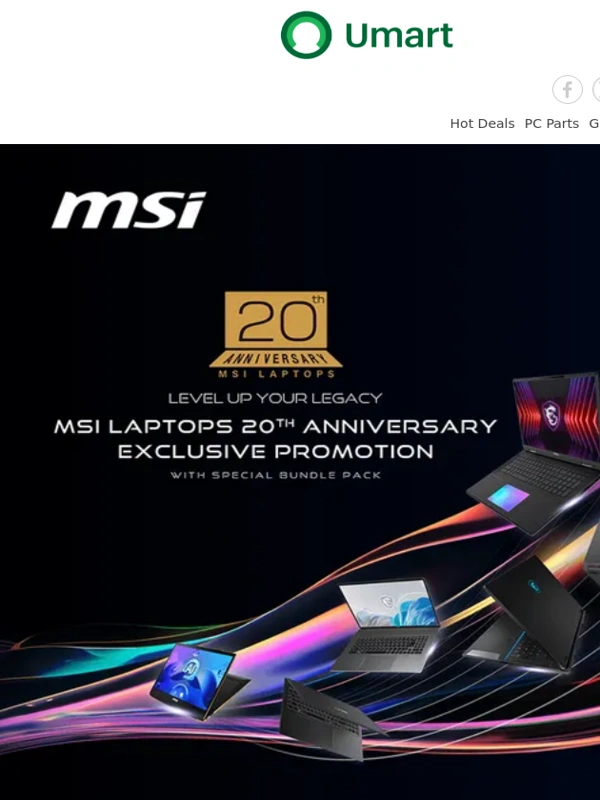 Umart - Limited Time Offer! Up to 35% Off Already Discounted MSI Laptops!