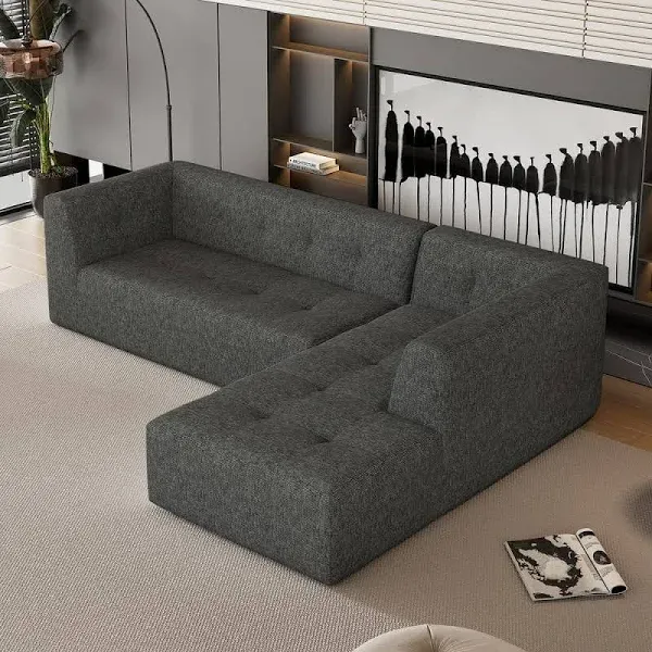 2-Piece Chenille Upholstered L-Shaped Sectional Sofa
