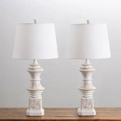 Kirkland's Home Distressed Cream Carved Table Lamps