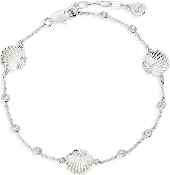 Ettika Santorini Cubic Zirconia Shell Anklet in Silver
