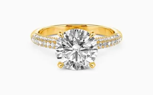 My Pretty" 1ct Round Cut Side Stone Engagement Ring