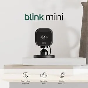 Prime Members: 2 x Blink Mini - Compact indoor plug-in smart security camera, 1080p FHD, night vision, motion detection, two-way audio, Works with Alexa – 2 cameras (Black) $24.99