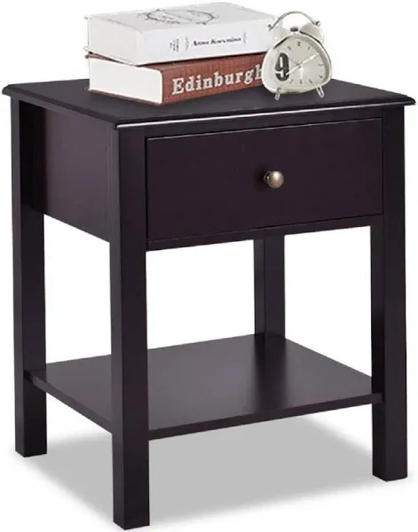 Costway End Table Nightstand Storage Display Drawer Shelf Beside