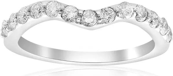 Pompeii 1/2ct Curved Diamond Notched Wedding Ring Enhancer in 14K White Gold