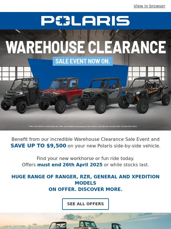 Polaris - Warehouse Clearance Sale Event | NOW ON