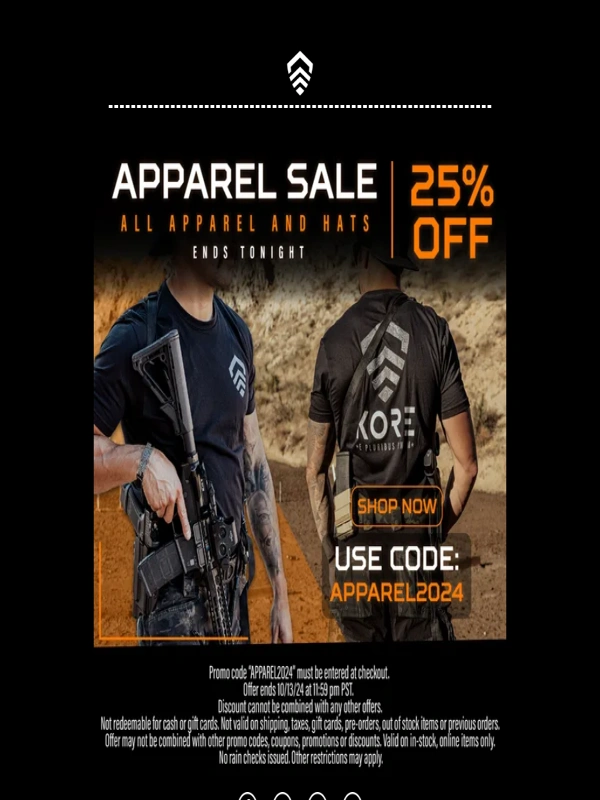 Kore Essentials - Last Chance For 25% ALL APPAREL