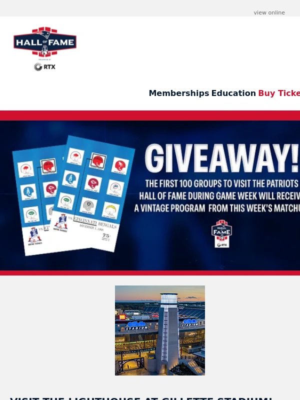 Patriots - Giveaways Throughout Football Season at The Hall!