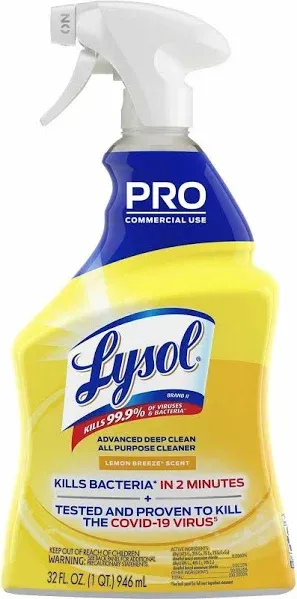 Lysol Advanced Deep Clean All Purpose Cleaner Lemon Breeze 32 oz 12/Carton