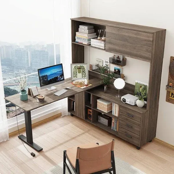 L-Shaped Adjustable Height Ergonomic Stand-up Desk