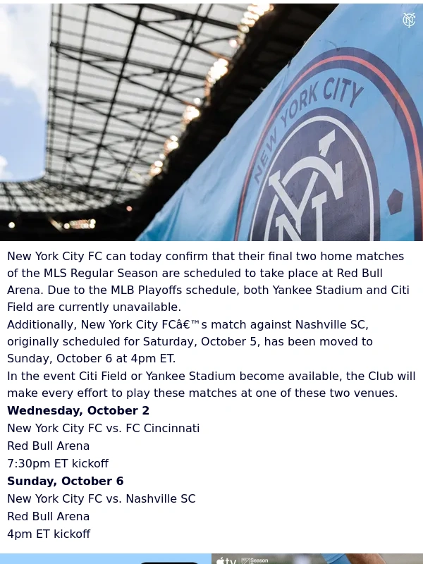 Google Play - Final Two Regular Season Home Matches Scheduled for Red Bull Arena
