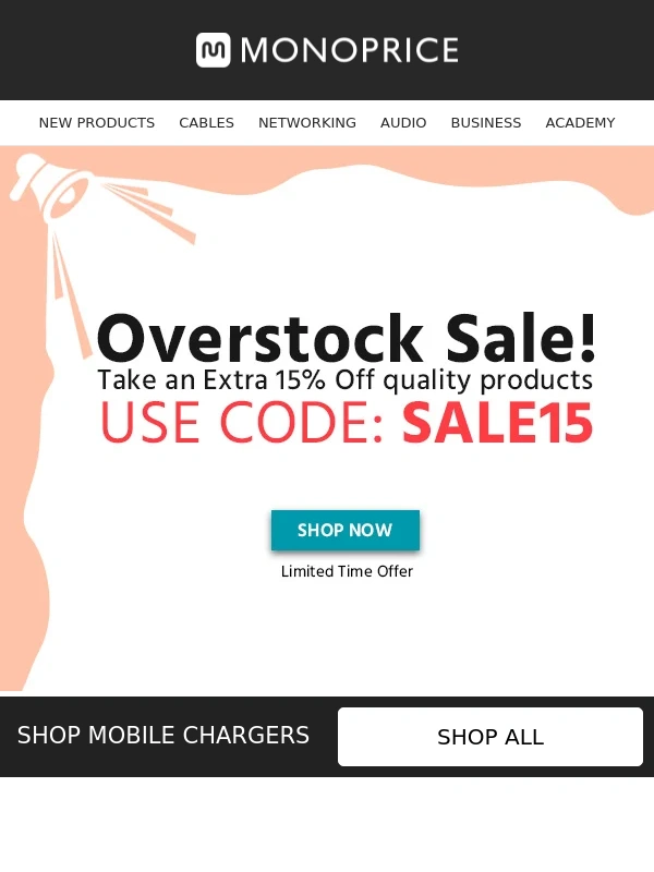 Monoprice - ? OVERSTOCK SALE | Extra 15% OFF Select GaN Chargers and More! ?