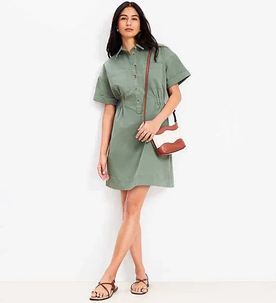 Loft Petite Twill Utility Mini Dress with Pockets