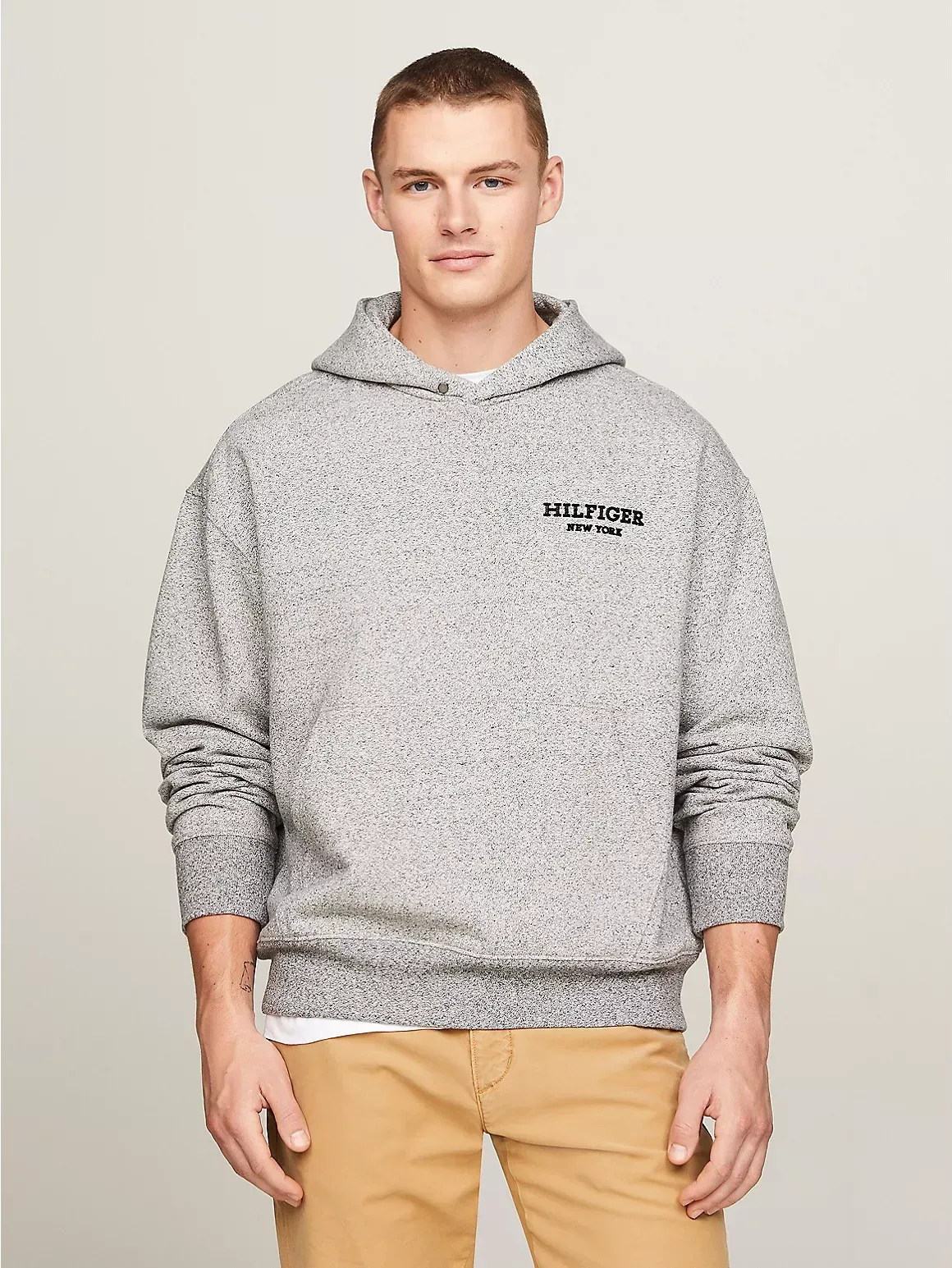Tommy Hilfiger Men's Embroidered Monotype Mouline Hoodie - Grey - XS