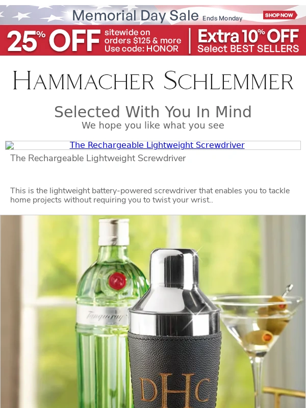 Hammacher Schlemmer - Selected Just For You: The Rechargeable Lightweight Screwdriver & More