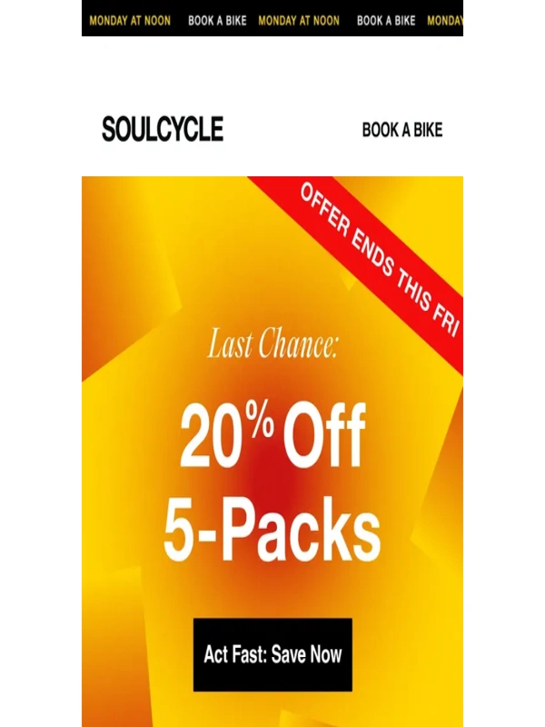 SoulCycle - ? Surprise! We’ve extended the flash sale through Fri ?