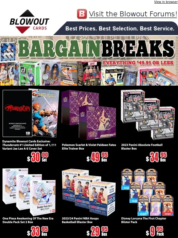 Blowout Cards - BARGAIN BREAKS under $50! Hundreds of new deals + use coupon codes to save more