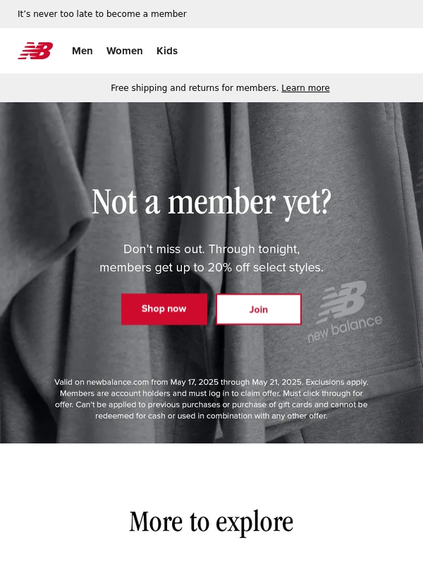 New Balance - Last call: Members get 20% off select styles