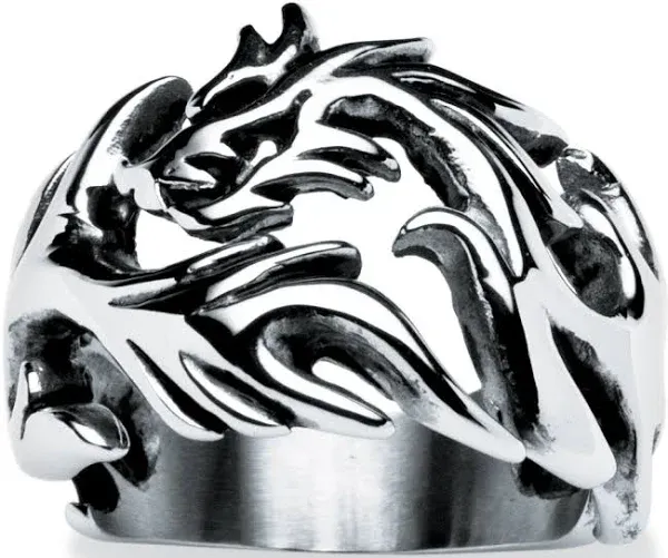 PalmBeach Jewelry Men's Dragon Cutout Stainless Steel Ring
