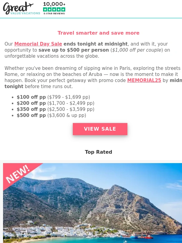 Great Value Vacations - FINAL HOURS: Your Unforgettable Vacation Awaits