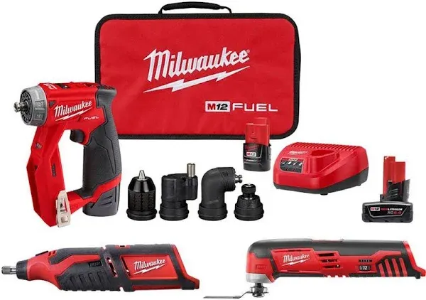 Milwaukee M12 FUEL 12V Li-Ion Cordless 4-in-1 Installation 3/8 in. Drill Driver Kit w/Multi-Tool