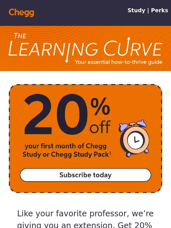 Chegg - 20% off EXTENDED. Subscribe before it ends!