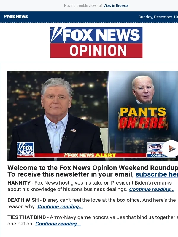 Fox News - Disney's dive,Taylor Swift and Travis Kelce's love story,and more from Fox News Opinion