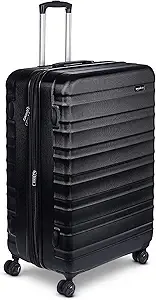 Amazon Basics 30" Hardside Large Checked Luggage, Hardshell Suitcase With Wheels, Expandable For Up to 15% More Space, With Scratch-Resistant Surface, Four Multi-directional Wheels, Black