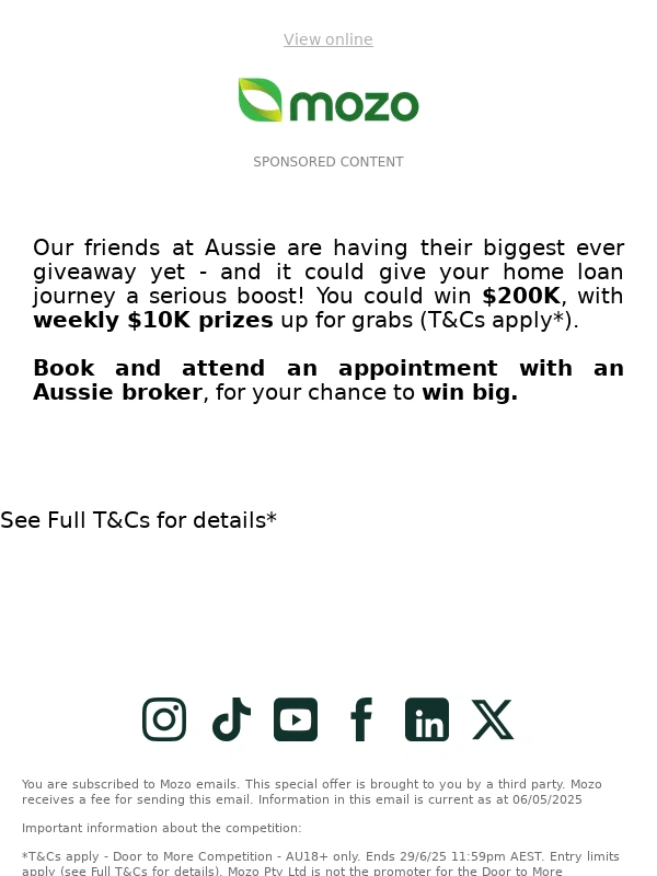 Mozo - ? Win a $200K grand prize towards your home*
