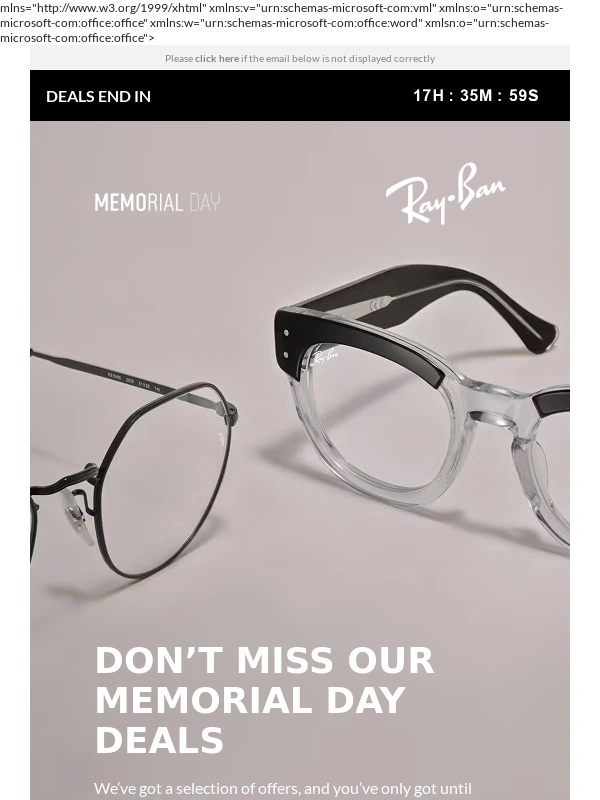 Ray Ban - Memorial Day Deals End Today