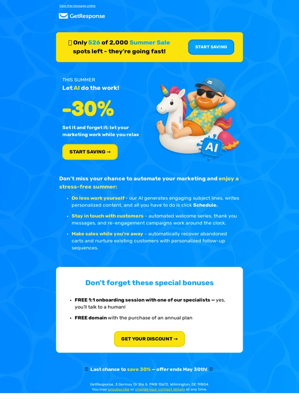 GetResponse - Don’t miss 30% OFF smarter email marketing