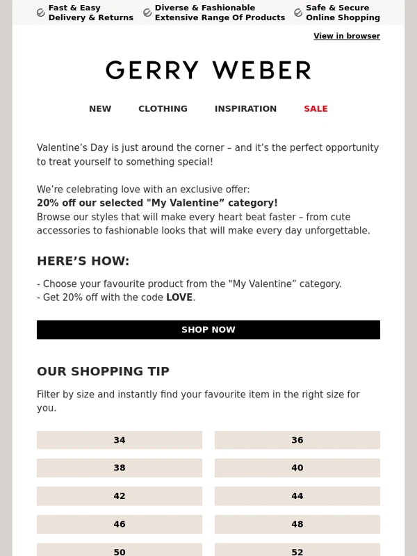 Gerry Weber - Valentine’s Day Special: 20% discount