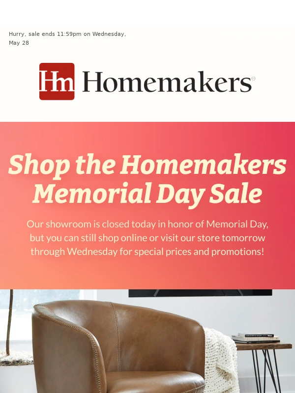 Homemakers - ⏰ Only 72hrs left for Memorial Day deals!