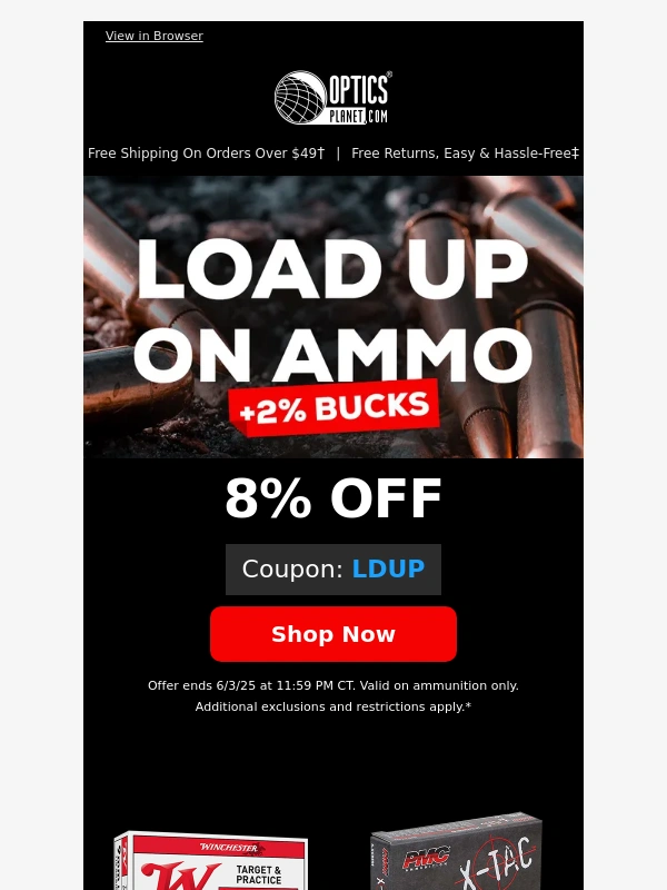 Optics Planet - Load Up! 8% Off Ammo