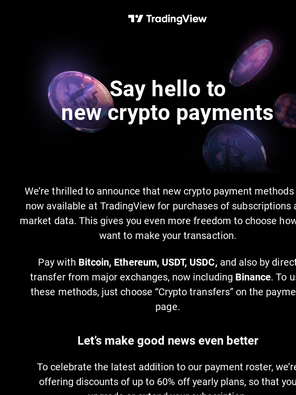 TradingView - New ways to pay in crypto are here