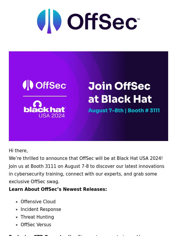 Offensive Security - Meet OffSec at Black Hat USA 2024