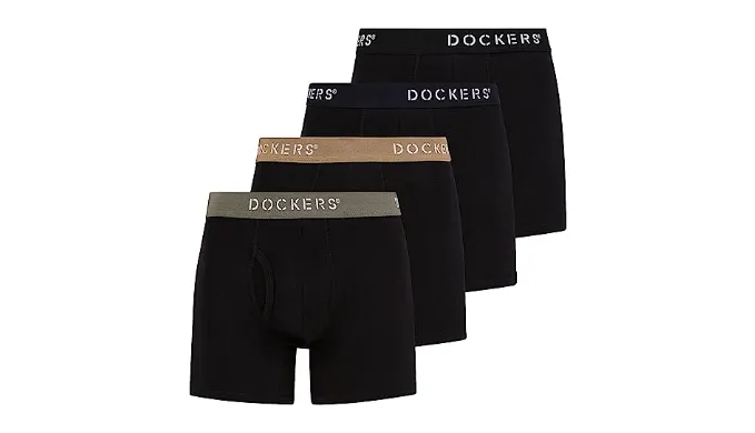 DOCKERS 4-Pack Underwear Cotton Stretch Boxer Briefs