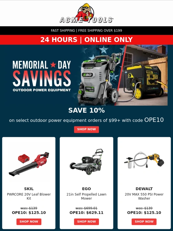 Acme Tools - Get Outside,Get to Work,and Save 10%