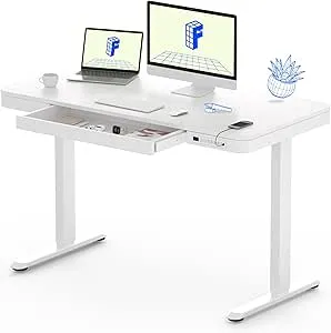 FLEXISPOT 48" Comhar Electric Standing Desk w/ Drawer Desktop & USB Charge Ports (White) $200 + Free Shipping