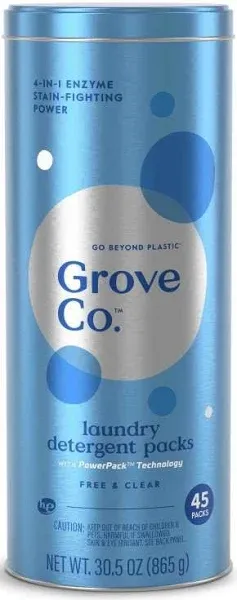 Grove Co. Power Clean Laundry Detergent Packs Lavender Blossom & Thyme 45 ct
