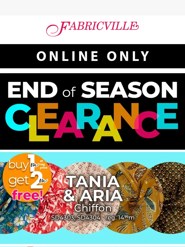 Fabricville - End of season LAST CALL! ⏳